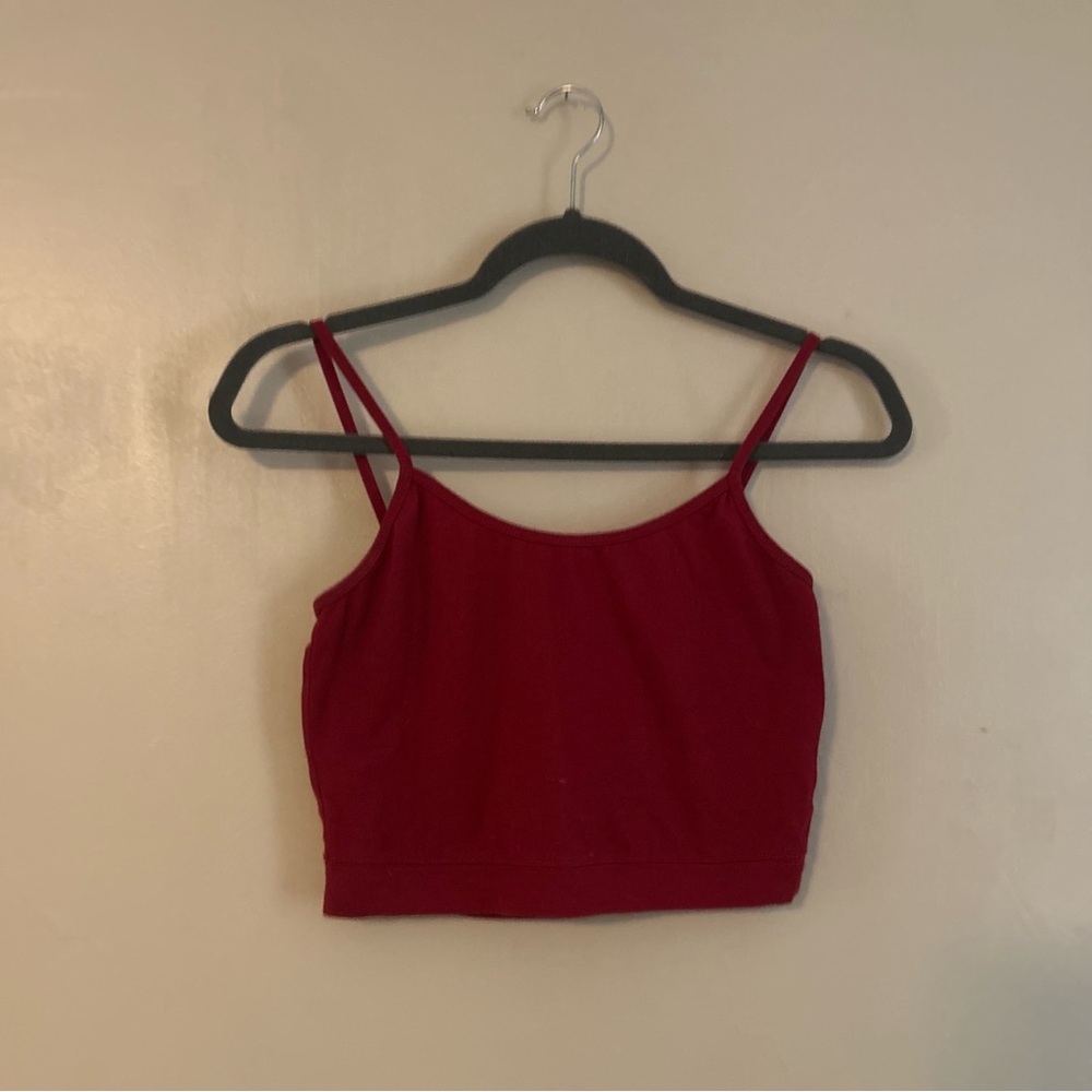 Women’s Red Cropped Tank Top - Lightweight Spaghetti Strap
